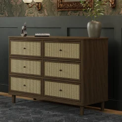 6 drawers chest walnut Marin