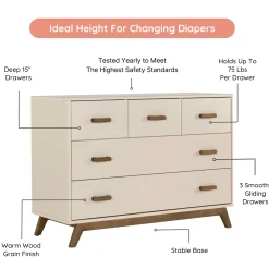5 Drawers Dresser Chest - Almont Walnut