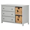 3 Drawers Dresser with Cotton Candy Baskets - Soft Gray