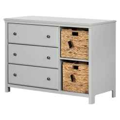 3 Drawers Dresser with Cotton Candy Baskets - Soft Gray