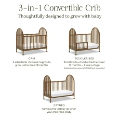 Alouette 3-in-1 Convertible Spindle Crib - Natural Walnut