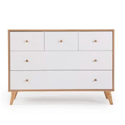 Austin 5 Drawers Dresser - Whthe / Red Oak