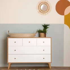 Austin 5 Drawers Dresser - Whthe / Red Oak