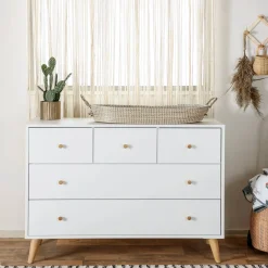 Austin 5 Drawers Dresser - Whtite / Naturel