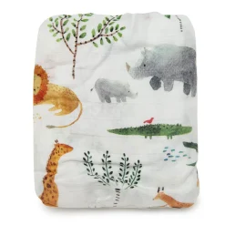 Bamboo Muslin Fitted Crib Sheet - Safari