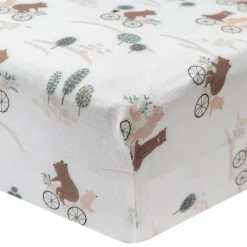 Bamboo Muslin Fitted Crib Sheet - Bears on Bikes