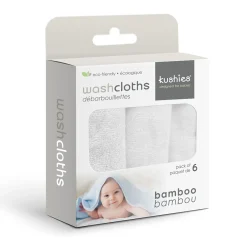 Bamboo 6-Pack Washcloths - White