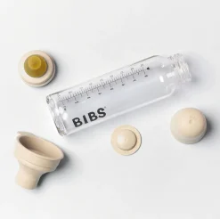BIBS Baby Glass Bottle Complete Set Latex 225ml - Ivory