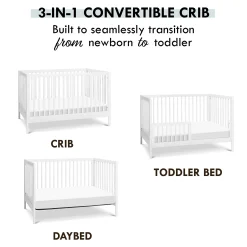 Birdie 3-in-1 Convertible Crib - White