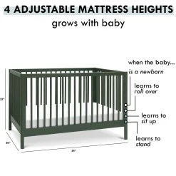 Birdie 3-in-1 Convertible Crib - Forest Green