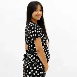 Black Floral Maternity Dress