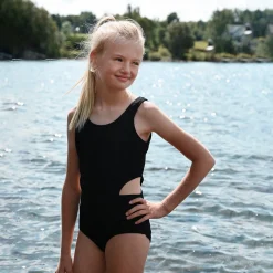 Black Rib Swimsuit 2-14y