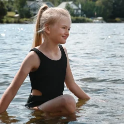 Black Rib Swimsuit 2-14y