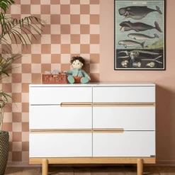 Bliss 6-Drawer Dresser - White / Natural