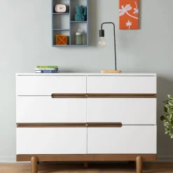Bliss 6-Drawers Dresser - White / Walnut
