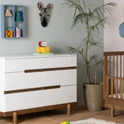 Bliss 6-Drawers Dresser - White / Walnut
