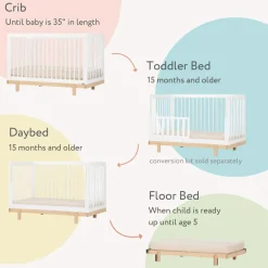 Bliss 4-In-1 Convertible Crib - White/Natural