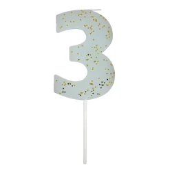 Blue Number 3 Candle
