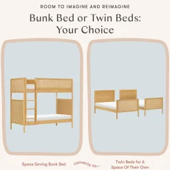 Bondi Cane Convertible Bunk Bed - Honey