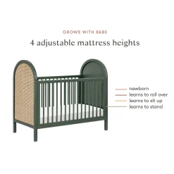 Bondi Cane 3-in-1 Convertible Crib with Toddler Bed Kit - Green / Natural Cane
