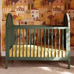 Bondi Cane 3-in-1 Convertible Crib with Toddler Bed Kit - Green / Natural Cane