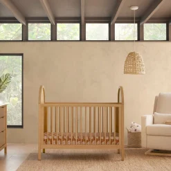 Bondi Cane 3-in-1 Convertible Crib with Toddler Bed Kit - Honey / Natural Cane