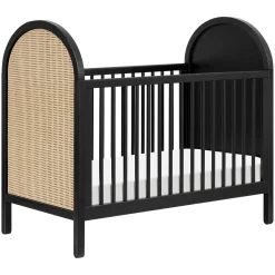 Bondi Cane 3-in-1 Convertible Crib with Toddler Bed Kit - Black / Natural Cane