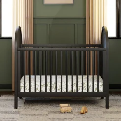 Bondi Cane 3-in-1 Convertible Crib with Toddler Bed Kit - Black / Natural Cane