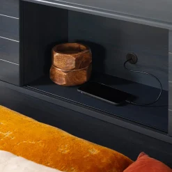 Bookcase Double Headboard with Doors - Ulysses Blueberry