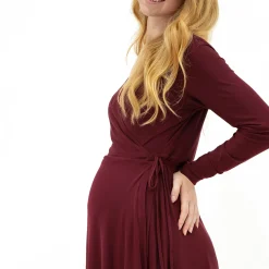 Bordeaux Wrap Maternity Dress