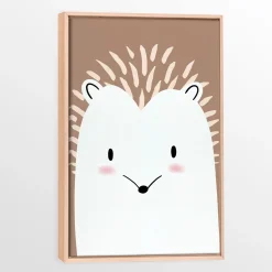 Canvas with Natural Wood Frame - Hedgehog