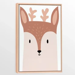 Canvas with Natural Wood Frame - Deer