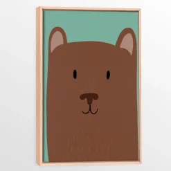 Canvas with Natural Wood Frame - Bear Cub