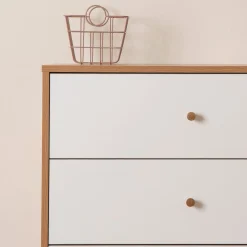 Central Park 3-drawer - White / Red oak