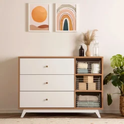 Central Park 3-drawer - White / Red oak