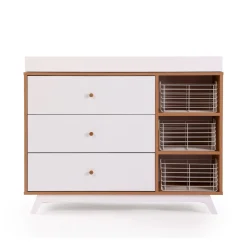 Central Park 3-drawer - White / Red oak