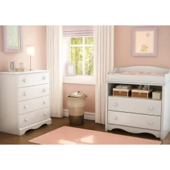 Changing Table and 4-Drawer Chest Set - Angel Pure White