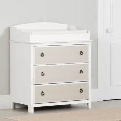 Changing Table with Drawers - Cotton Candy White and Beige