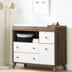 Changing Table Yodi - Natural Walnut / White