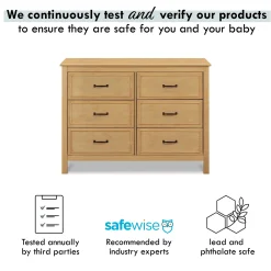 Charlie 6-Drawer Double Dresser - Honey