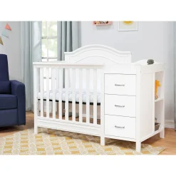 Charlie 4-in-1 Convertible Mini Crib & Changer - White