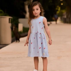 Cherry Stripe Dress 2-8y