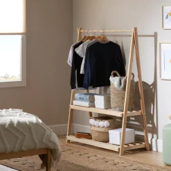 Clothes Rack with Storage Shelves - Sweedi Natural