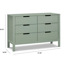 Colby 6-Drawer Double Dresser - Light Sage