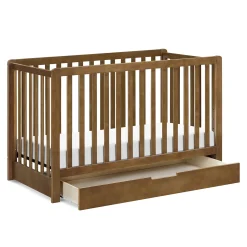 Colby 4-in-1 Convertible Crib with Trundle Drawer - Walnut