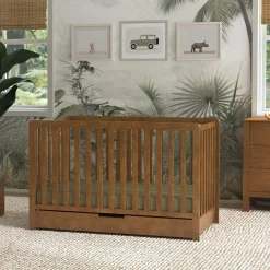Colby 4-in-1 Convertible Crib with Trundle Drawer - Walnut