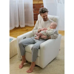 Como Rocking and Swivel Armchair - White Faux Sheepskin / Steel