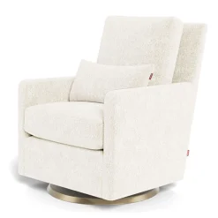 Como Rocking and Swivel Armchair - White Faux Sheepskin / Gold
