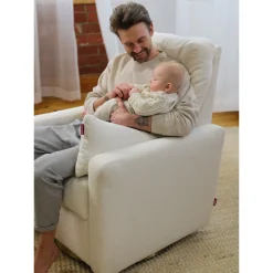 Como Rocking and Swivel Armchair - White Faux Sheepskin / Gold