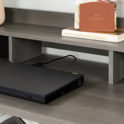 Computer Desk with Hutch - Versa Gray Maple